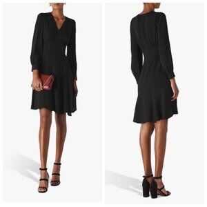 Whistles Button Through Long Sleeve Dress in Black size 4